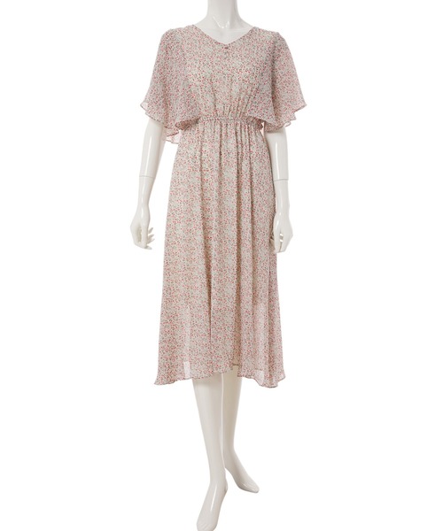 fifth calin（フィフスカラン）の「花柄フレアスリーブシフォンワンピース（ワンピース・レディース・ホワイト/ブルー・MEDIUM）」の11枚目の写真