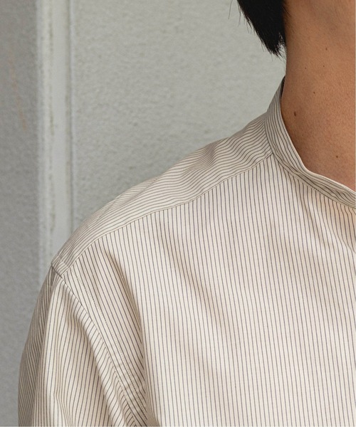 EDIFICE（エディフィス）の「【LA BOUCLE / ラブークル】スタンドカラーシャツ アイボリーストライプ（シャツ/ブラウス・メンズ・アイボリー・1/2/3）」の5枚目の写真
