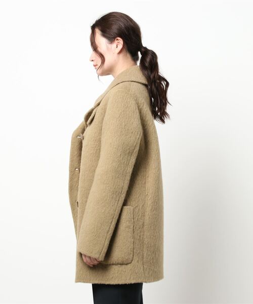 ROPE'（ロペ）の「ウールアルパカシャギーピーコート（ピーコート・レディース・カーキ・2）」の4枚目の写真