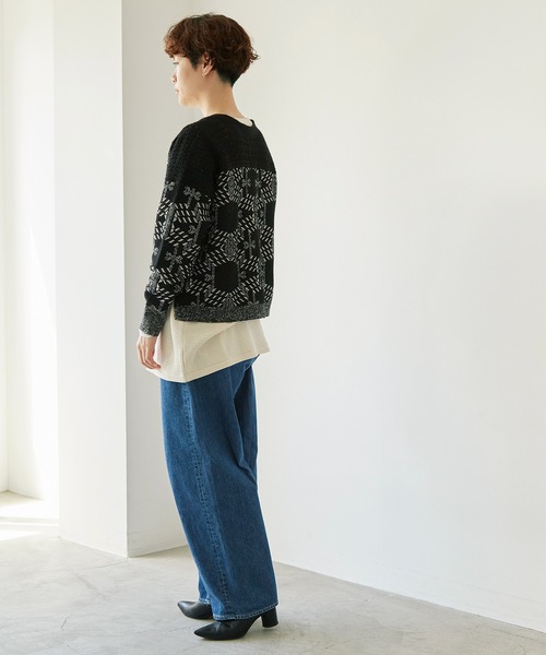 nitca（ニトカ）の「トライバルヘキサゴンジャカード ノーカラーカーディガン（カーディガン/ボレロ・レディース・ブラック/アイボリー・FREE）」の10枚目の写真