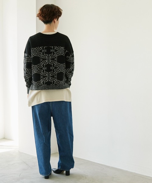 nitca（ニトカ）の「トライバルヘキサゴンジャカード ノーカラーカーディガン（カーディガン/ボレロ・レディース・ブラック/アイボリー・FREE）」の11枚目の写真