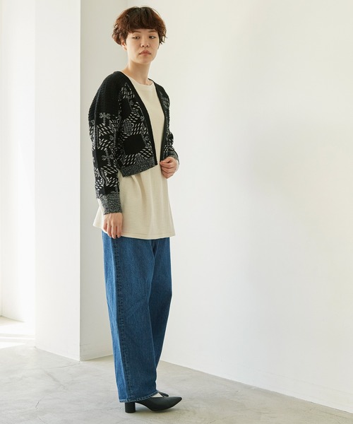 nitca（ニトカ）の「トライバルヘキサゴンジャカード ノーカラーカーディガン（カーディガン/ボレロ・レディース・ブラック/アイボリー・FREE）」の13枚目の写真