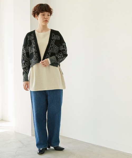 nitca（ニトカ）の「トライバルヘキサゴンジャカード ノーカラーカーディガン（カーディガン/ボレロ・レディース・ブラック/アイボリー・FREE）」の14枚目の写真