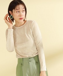 Ray BEAMS | Ray BEAMS / ベロア クルーネック ロングスリーブ Tシャツ(Tシャツ/カットソー)