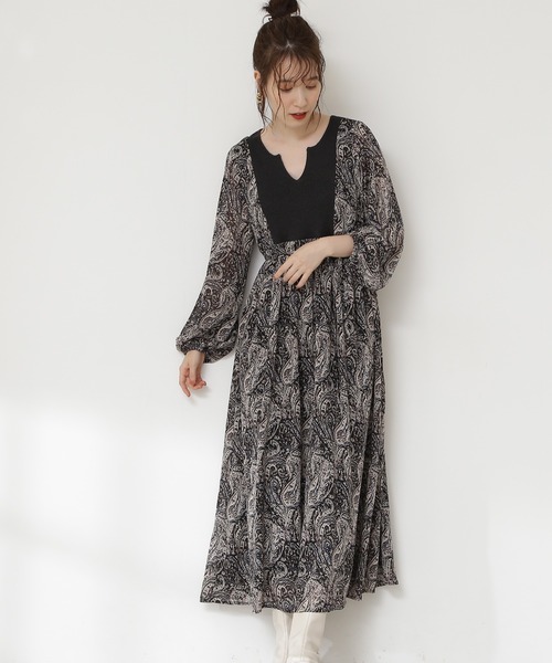 N.(N. Natural Beauty Basic)(エヌエヌナチュラルビューティーベーシック)の「【S Size Line】◆ニット切替カフタンワンピース(ワンピース・レディース・ブラック系その他/ブラウン系その他・SMALL/MEDIUM)」の2枚目の写真