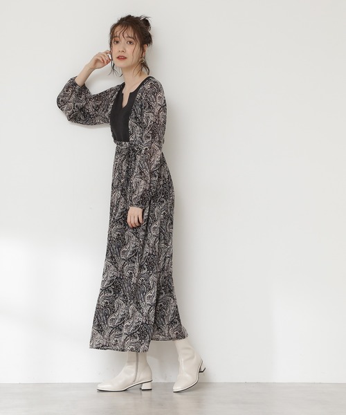 N.(N. Natural Beauty Basic)(エヌエヌナチュラルビューティーベーシック)の「【S Size Line】◆ニット切替カフタンワンピース(ワンピース・レディース・ブラック系その他/ブラウン系その他・SMALL/MEDIUM)」の6枚目の写真