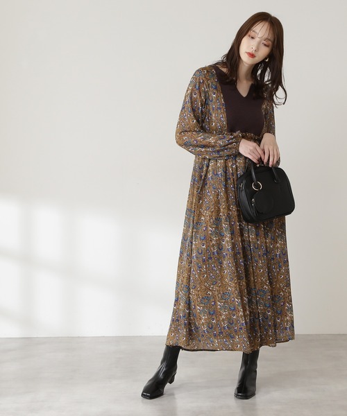 N.(N. Natural Beauty Basic)(エヌエヌナチュラルビューティーベーシック)の「【S Size Line】◆ニット切替カフタンワンピース(ワンピース・レディース・ブラック系その他/ブラウン系その他・SMALL/MEDIUM)」の12枚目の写真