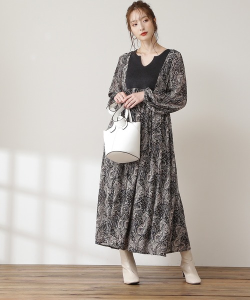 N.(N. Natural Beauty Basic)(エヌエヌナチュラルビューティーベーシック)の「【S Size Line】◆ニット切替カフタンワンピース(ワンピース・レディース・ブラック系その他/ブラウン系その他・SMALL/MEDIUM)」の9枚目の写真