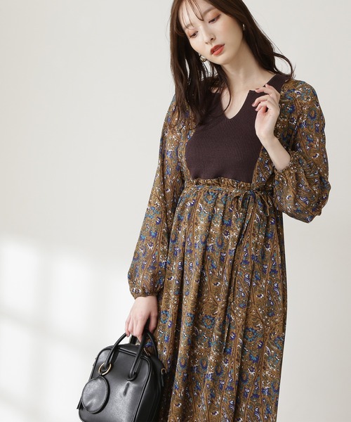 N.(N. Natural Beauty Basic)(エヌエヌナチュラルビューティーベーシック)の「【S Size Line】◆ニット切替カフタンワンピース(ワンピース・レディース・ブラック系その他/ブラウン系その他・SMALL/MEDIUM)」の13枚目の写真