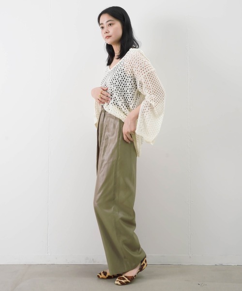 LUCA/LADY LUCK LUCA（ルカ/レディラックルカ）の「LC/LLL ベルト付きメタルパンツ（その他パンツ・レディース・カーキ/ミント・FREE）」の6枚目の写真