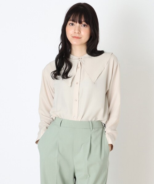 DRESKIP（ドレスキップ）の「◆【2点セット】付け襟×バンドカラーチュニック（チュニック・レディース・ベビーピンク/ブラック/ナチュラル・02/03/04）」の2枚目の写真