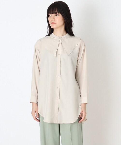 DRESKIP（ドレスキップ）の「◆【2点セット】付け襟×バンドカラーチュニック（チュニック・レディース・ベビーピンク/ブラック/ナチュラル・02/03/04）」の4枚目の写真