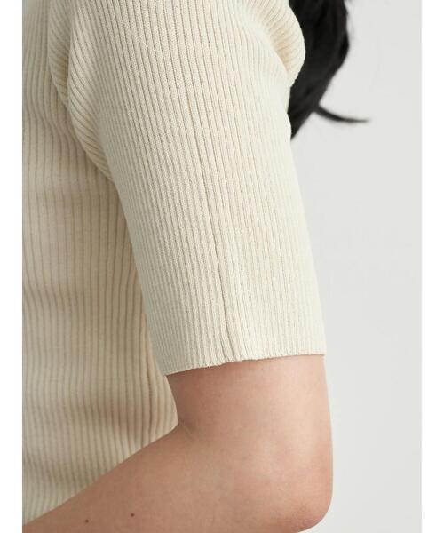 earth music&ecology（アースミュージックアンドエコロジー）の「ハイネックメローリブニット(半袖) ＊（ニット/セーター・レディース・ブラック/アイボリー/ライトブラウン/ミント/ラベンダー/ライトベージュ・M/S）」の20枚目の写真