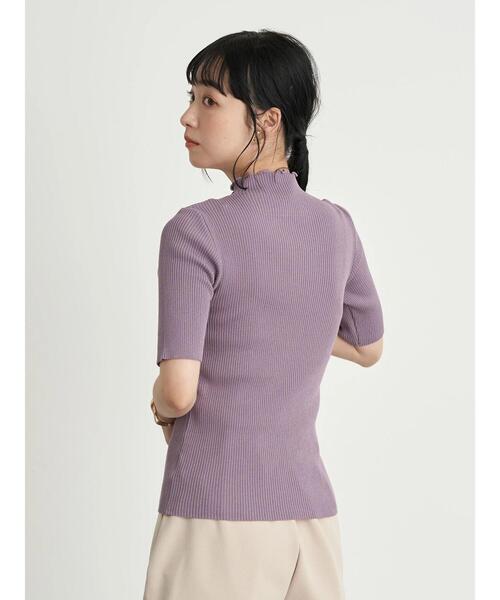 earth music&ecology（アースミュージックアンドエコロジー）の「ハイネックメローリブニット(半袖) ＊（ニット/セーター・レディース・ブラック/アイボリー/ライトブラウン/ミント/ラベンダー/ライトベージュ・M/S）」の9枚目の写真