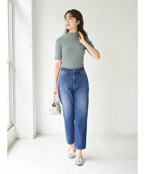 earth music&ecology（アースミュージックアンドエコロジー）の「ハイネックメローリブニット(半袖) ＊（ニット/セーター・レディース・ブラック/アイボリー/ライトブラウン/ミント/ラベンダー/ライトベージュ・M/S）」の15枚目の写真