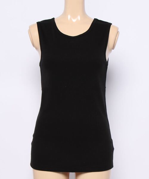 Samansa Mos2 blue（サマンサモスモスブルー）の「リブタンクトップ（タンクトップ・レディース・ブラック/ベージュ/キナリ・MEDIUM/LARGE）」の2枚目の写真