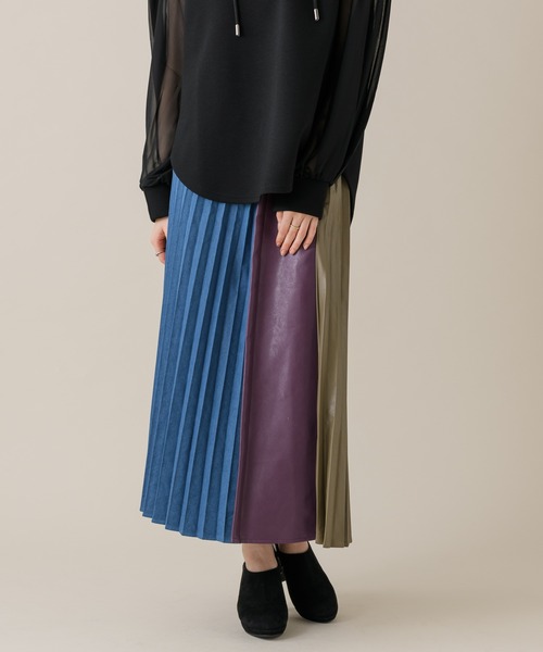 DOLLUPOOPS（ドールアップウップス）の「DOLLUPOOPS デニムフェイクレザースカート（デニムスカート・レディース・ネイビー/ブルー・FREE）」の19枚目の写真