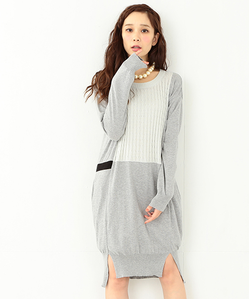 CAROLINA GLASER（カロリナ グレイサー）の「CAROLINA GLASER / ケーブルニット ワンピース（ワンピース・レディース・グレー/チャコールグレー・ONE SIZE）」の21枚目の写真
