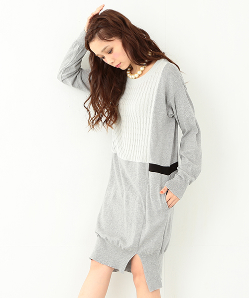 CAROLINA GLASER（カロリナ グレイサー）の「CAROLINA GLASER / ケーブルニット ワンピース（ワンピース・レディース・グレー/チャコールグレー・ONE SIZE）」の8枚目の写真