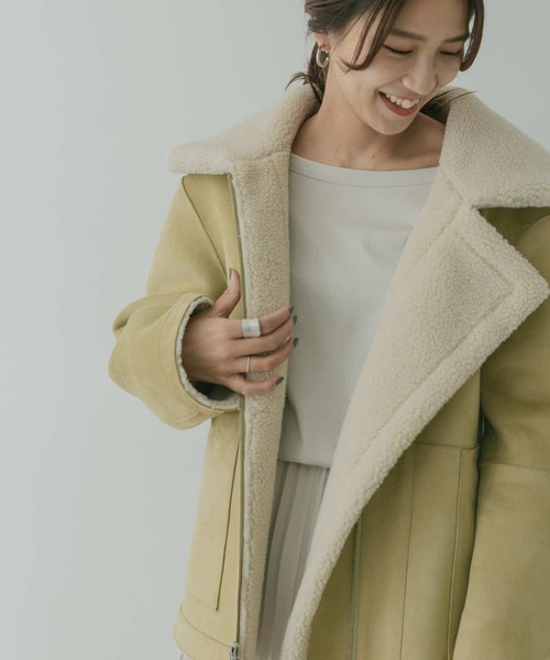 KBF+（ケービーエフプラス）の「KBF+　リバーシブルボアフォルムジャケット∴∴（ムートンコート・レディース・グリーン系その他・ONE）」の5枚目の写真