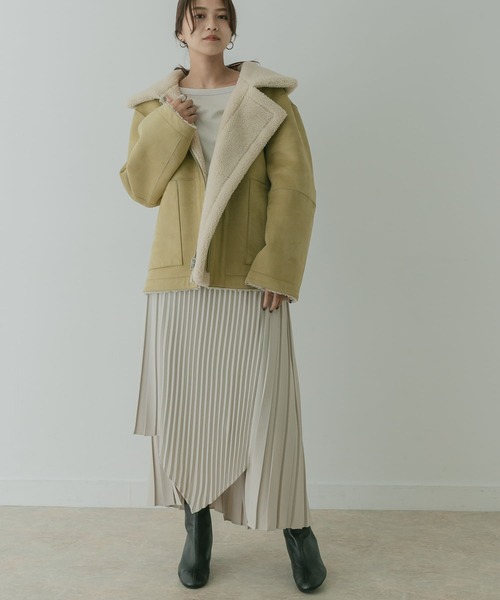 KBF+（ケービーエフプラス）の「KBF+　リバーシブルボアフォルムジャケット∴∴（ムートンコート・レディース・グリーン系その他・ONE）」の7枚目の写真