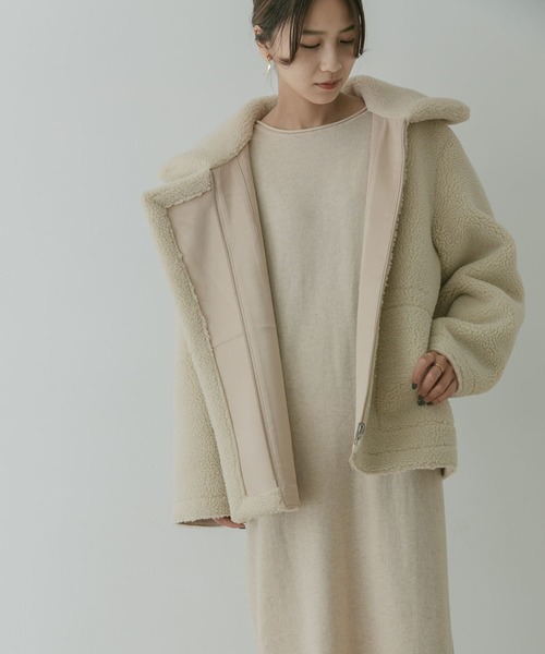 KBF+（ケービーエフプラス）の「KBF+　リバーシブルボアフォルムジャケット∴∴（ムートンコート・レディース・グリーン系その他・ONE）」の9枚目の写真