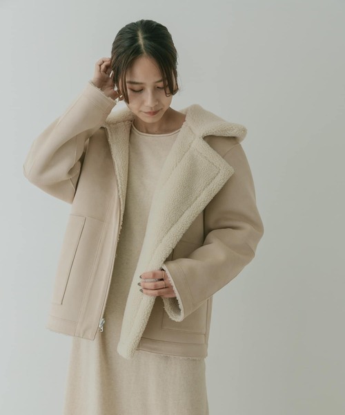 KBF+（ケービーエフプラス）の「KBF+　リバーシブルボアフォルムジャケット∴∴（ムートンコート・レディース・グリーン系その他・ONE）」の12枚目の写真