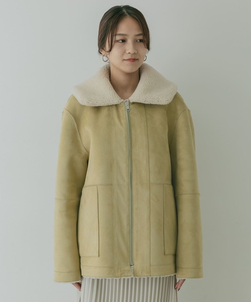 KBF+（ケービーエフプラス）の「KBF+　リバーシブルボアフォルムジャケット∴∴（ムートンコート・レディース・グリーン系その他・ONE）」の14枚目の写真