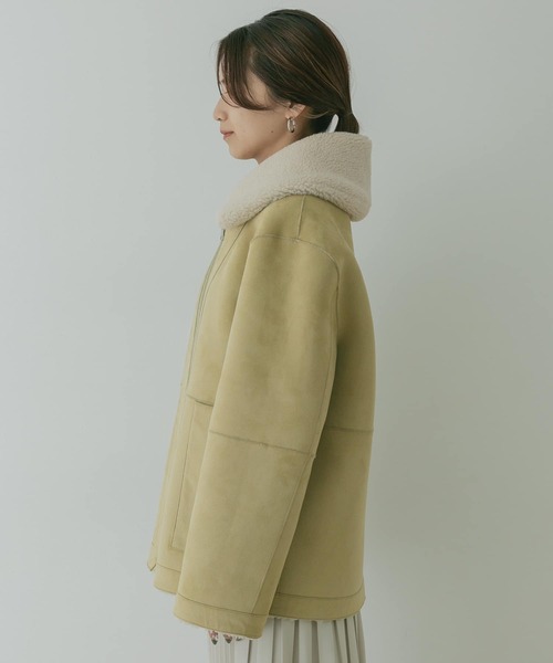 KBF+（ケービーエフプラス）の「KBF+　リバーシブルボアフォルムジャケット∴∴（ムートンコート・レディース・グリーン系その他・ONE）」の15枚目の写真