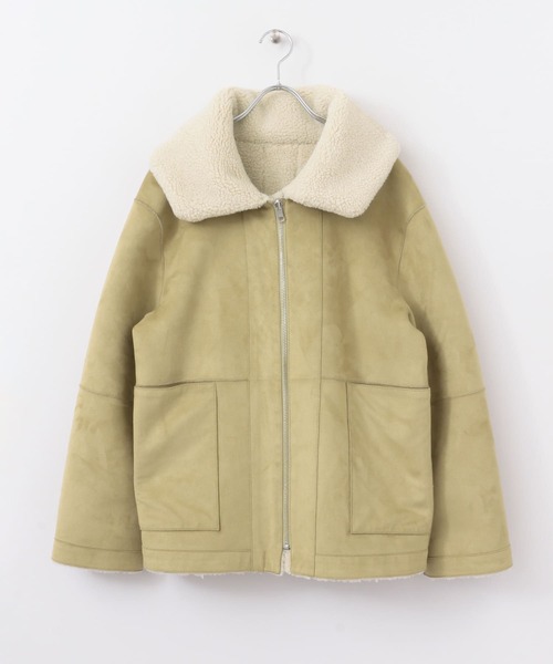 KBF+（ケービーエフプラス）の「KBF+　リバーシブルボアフォルムジャケット∴∴（ムートンコート・レディース・グリーン系その他・ONE）」の17枚目の写真