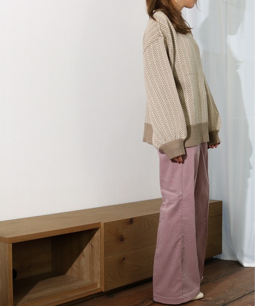 Per sist ence（パーシエンス）の「Per sist ence/パーシエンス　 アクリルへリンボーン クルーニット（ニット/セーター・レディース・モカ/アイボリー/オリーブ・FREE）」の12枚目の写真