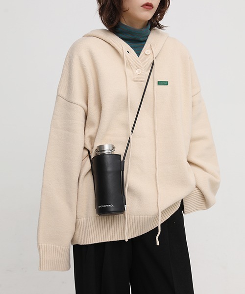 MASONPRINCE(メイソンプリンス)の「【MASONPRINCE】5 color oversized one point logo knit hooded MY2037(ニット/セーター・メンズ・ブラック/グレー/ブルー/グリーン/アイボリー・S/M/L)」の16枚目の写真