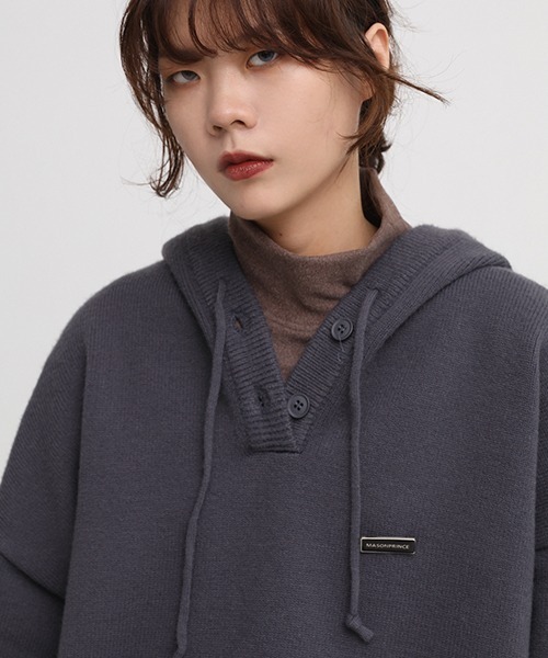 MASONPRINCE(メイソンプリンス)の「【MASONPRINCE】5 color oversized one point logo knit hooded MY2037(ニット/セーター・メンズ・ブラック/グレー/ブルー/グリーン/アイボリー・S/M/L)」の15枚目の写真