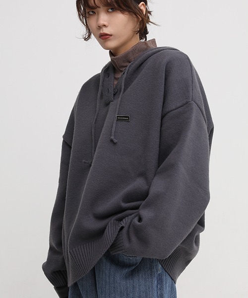 MASONPRINCE(メイソンプリンス)の「【MASONPRINCE】5 color oversized one point logo knit hooded MY2037(ニット/セーター・メンズ・ブラック/グレー/ブルー/グリーン/アイボリー・S/M/L)」の7枚目の写真