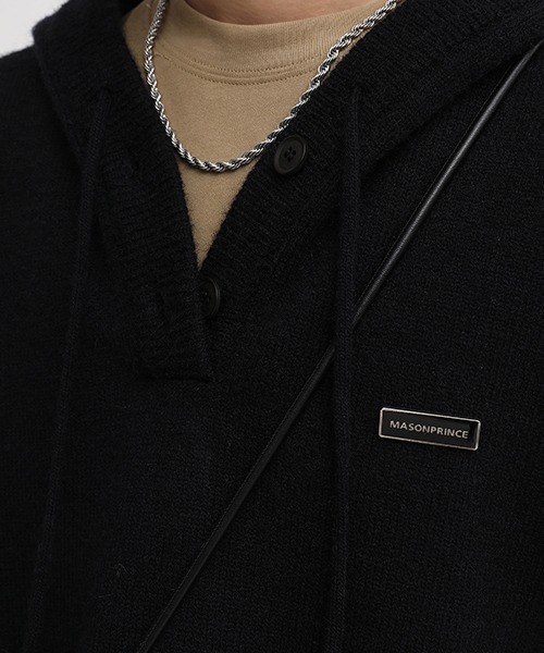 MASONPRINCE(メイソンプリンス)の「【MASONPRINCE】5 color oversized one point logo knit hooded MY2037(ニット/セーター・メンズ・ブラック/グレー/ブルー/グリーン/アイボリー・S/M/L)」の8枚目の写真