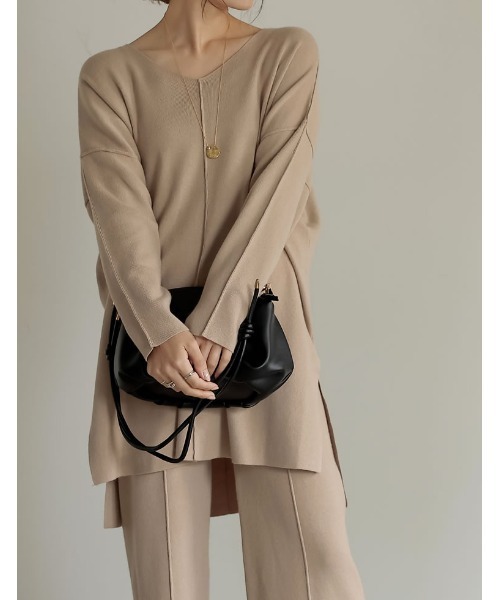 Re:EDIT（リエディ）の「アウトリンキングVネックニットプルオーバー（ニット/セーター・レディース・ブラック/アイボリー/ベージュ・MEDIUM/LARGE）」の8枚目の写真