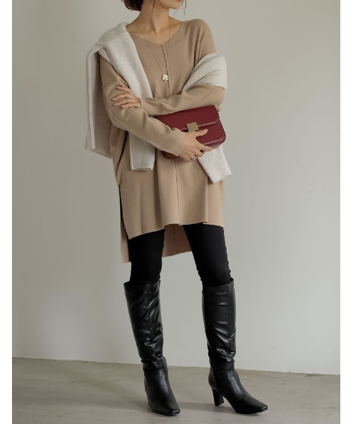 Re:EDIT（リエディ）の「アウトリンキングVネックニットプルオーバー（ニット/セーター・レディース・ブラック/アイボリー/ベージュ・MEDIUM/LARGE）」の13枚目の写真