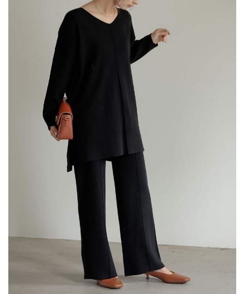 Re:EDIT（リエディ）の「アウトリンキングVネックニットプルオーバー（ニット/セーター・レディース・ブラック/アイボリー/ベージュ・MEDIUM/LARGE）」の18枚目の写真