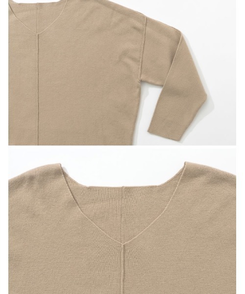 Re:EDIT（リエディ）の「アウトリンキングVネックニットプルオーバー（ニット/セーター・レディース・ブラック/アイボリー/ベージュ・MEDIUM/LARGE）」の20枚目の写真