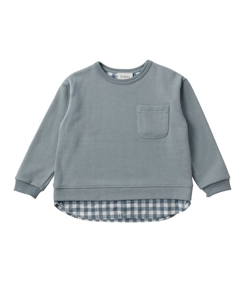 D.fesense（ディーフェセンス）の「チェック重ね着風トレーナー（スウェット・キッズ・オフホワイト/ブラック/サックスブルー・100cm/110cm/80ｃｍ/90cm）」の3枚目の写真