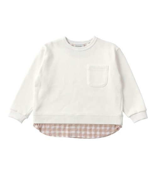 D.fesense（ディーフェセンス）の「チェック重ね着風トレーナー（スウェット・キッズ・オフホワイト/ブラック/サックスブルー・100cm/110cm/80ｃｍ/90cm）」の8枚目の写真