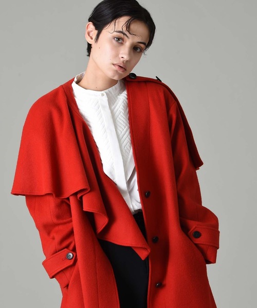 RAW FUDGE（ローファッジ）の「マルチWAYケープコート（ノーカラーコート・レディース・ブラック/レッド・M）」の20枚目の写真