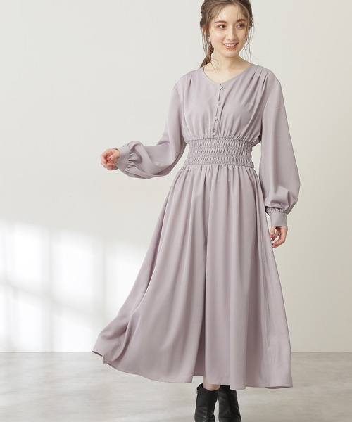 N.（N. Natural Beauty Basic）（エヌエヌナチュラルビューティーベーシック）の「【S Size Line】◆フロントボタンギャザーワンピース（ワンピース・レディース・ブラック/グレー/カーキ/ブルー・SMALL/MEDIUM）」の2枚目の写真