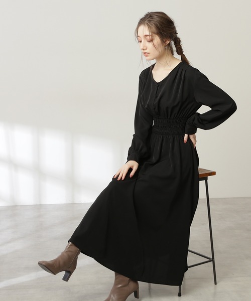 N.（N. Natural Beauty Basic）（エヌエヌナチュラルビューティーベーシック）の「【S Size Line】◆フロントボタンギャザーワンピース（ワンピース・レディース・ブラック/グレー/カーキ/ブルー・SMALL/MEDIUM）」の12枚目の写真