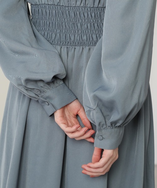 N.（N. Natural Beauty Basic）（エヌエヌナチュラルビューティーベーシック）の「【S Size Line】◆フロントボタンギャザーワンピース（ワンピース・レディース・ブラック/グレー/カーキ/ブルー・SMALL/MEDIUM）」の9枚目の写真