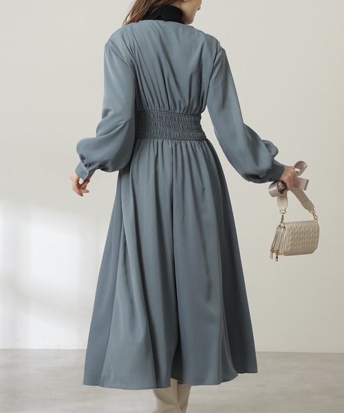 N.（N. Natural Beauty Basic）（エヌエヌナチュラルビューティーベーシック）の「【S Size Line】◆フロントボタンギャザーワンピース（ワンピース・レディース・ブラック/グレー/カーキ/ブルー・SMALL/MEDIUM）」の11枚目の写真