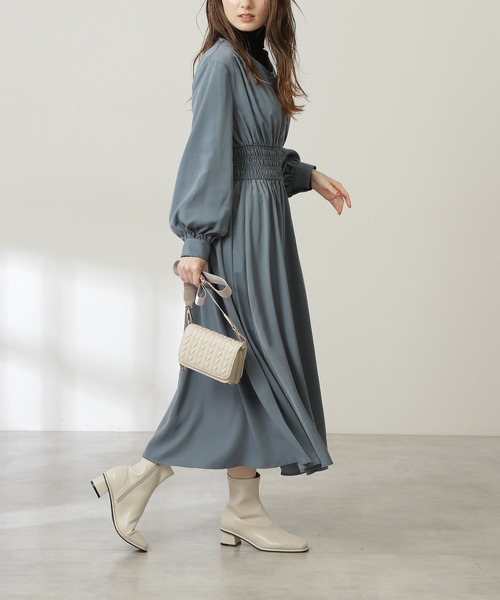 N.（N. Natural Beauty Basic）（エヌエヌナチュラルビューティーベーシック）の「【S Size Line】◆フロントボタンギャザーワンピース（ワンピース・レディース・ブラック/グレー/カーキ/ブルー・SMALL/MEDIUM）」の6枚目の写真