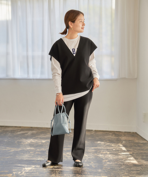 JOURNAL STANDARD(ジャーナルスタンダード)の「クレープストレッチラインパンツ◆(その他パンツ・レディース・ベージュ/ブラック・36/38)」の9枚目の写真