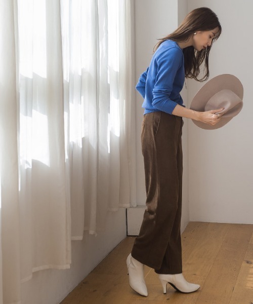 Pierrot(ピエロ)の「コーデュロイタックパンツ(その他パンツ・レディース・ブラウン/ベージュ/ライトベージュ・M)」の4枚目の写真