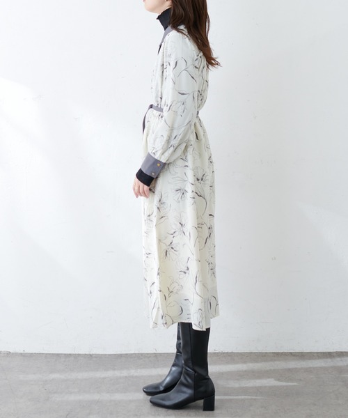 natural couture(ナチュラルクチュール)の「配色襟付きレトロワンピース(ワンピース・レディース・グリーン系/ホワイト系/ブラウン系/ベージュ/ブラック系その他/ベージュ系その他・FREE)」の8枚目の写真